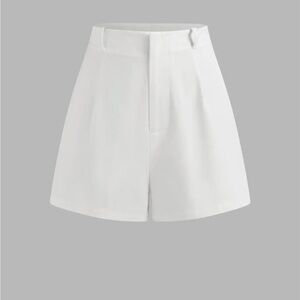 White High-Waist Tailored Women's Shorts, Size M